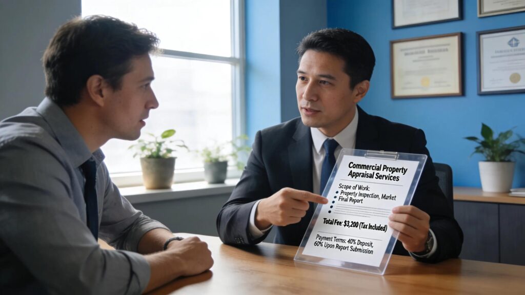 Professional outlining costs and considerations for commercial property appraisal services &mdash; transparency in pricing and client engagement