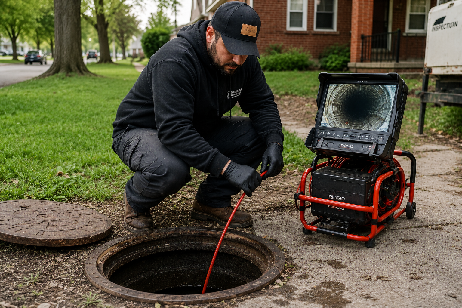 Sewer line inspections by man