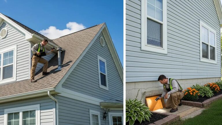 Home inspector examining a Southeast Michigan house for common issues