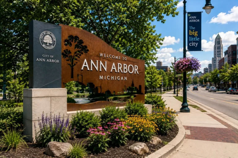 Welcome to Ann Arbor city limits sign