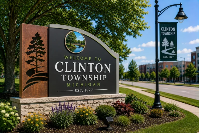 Welcome to Clinton Township city limits sign