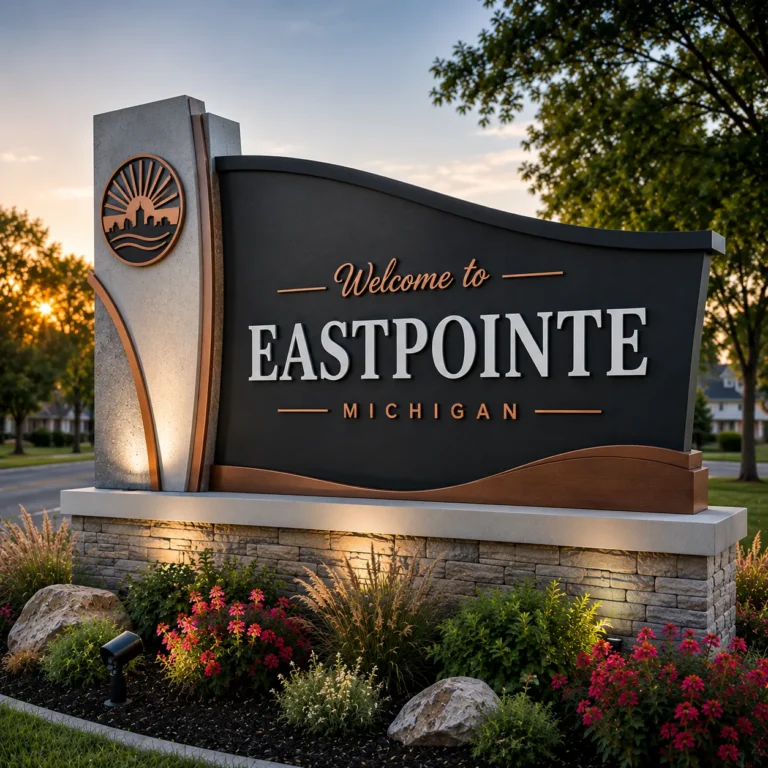 Welcome to EASTPOINTE city limits sign
