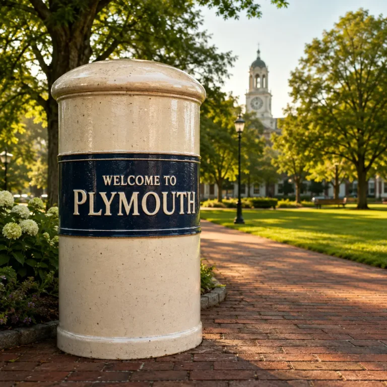 Welcome to Plymouth city limits sign