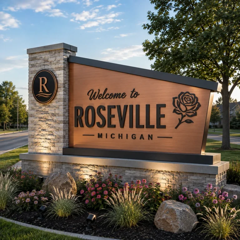 Welcome to Roseville city limits sign