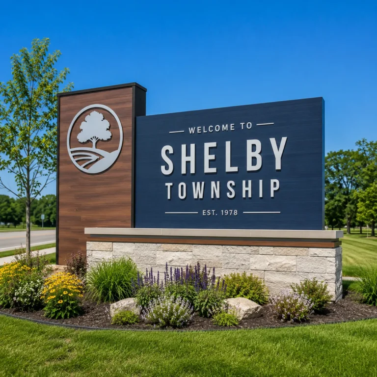 Welcome to Shelby Township city limits sign