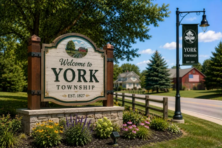Welcome to York Township city limits sign