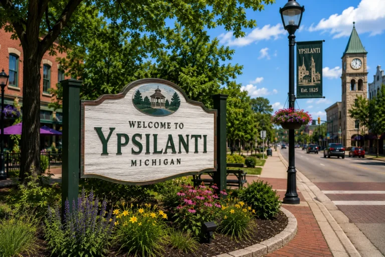 Welcome to Ypsilanti city limits sign
